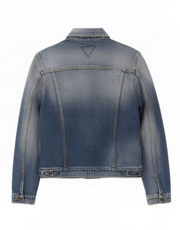 Meltin' Pot Womens Acid Wash Denim Jacket UK 14 Medium Blue Cotton