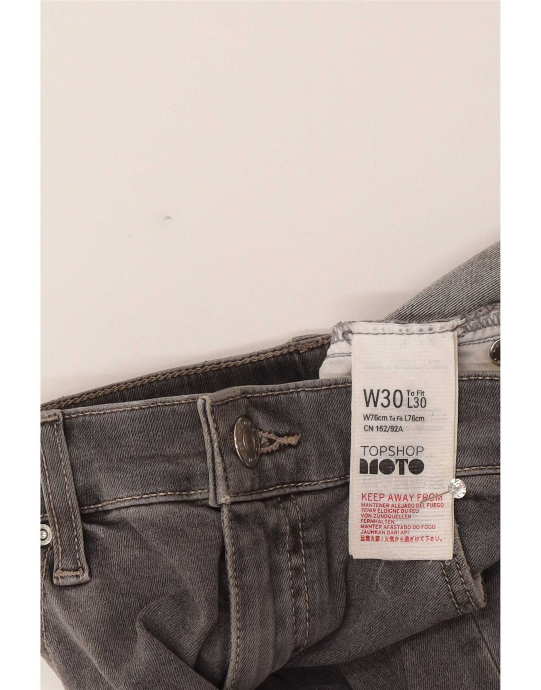 Topshop Womens Distressed Slim Jeans W30 L26 Γκρι βαμβακερό