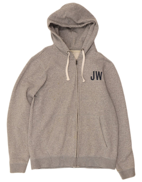 Jack Wills Ανδρικό πουλόβερ με κουκούλα με φερμουάρ μεγάλο γκρι βαμβακερό
