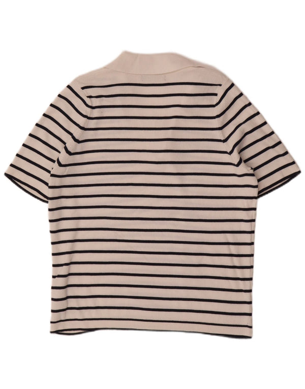 Marks & Spencer Γυναικείο Πόλο Μπλουζάκι UK 18 XL Λευκό βαμβακερό ριγέ