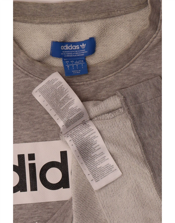 Ανδρικό γραφικό φούτερ ADIDAS Jumper μεγάλο γκρι βαμβακερό
