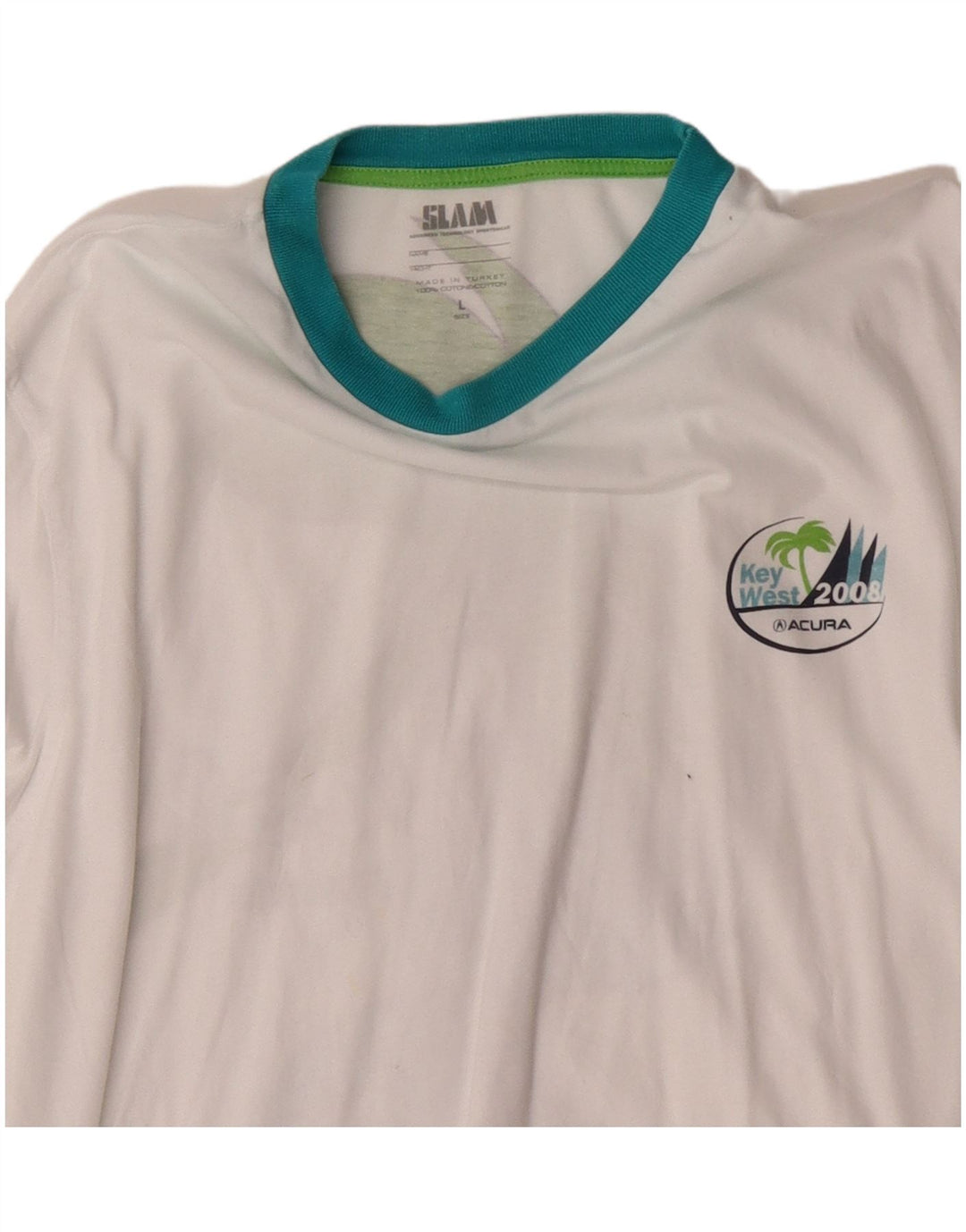 Slam Mens Florida Graphic Top Μακρυμάνικο μεγάλο λευκό βαμβακερό