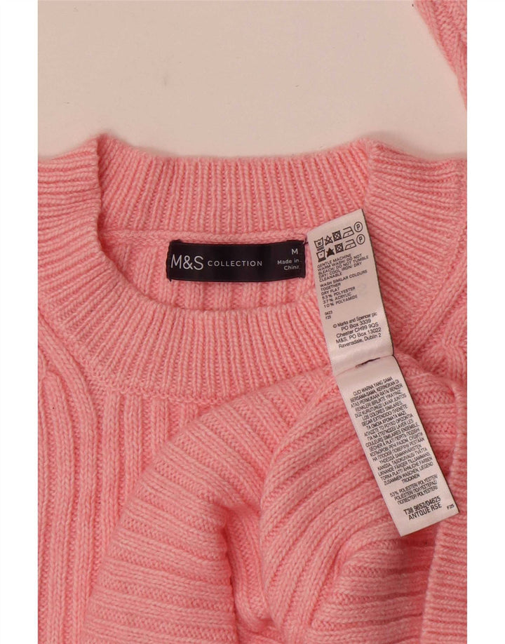Marks & Spencer Γυναικείο πουλόβερ με λαιμόκοψη UK 14 Medium Pink Polyester
