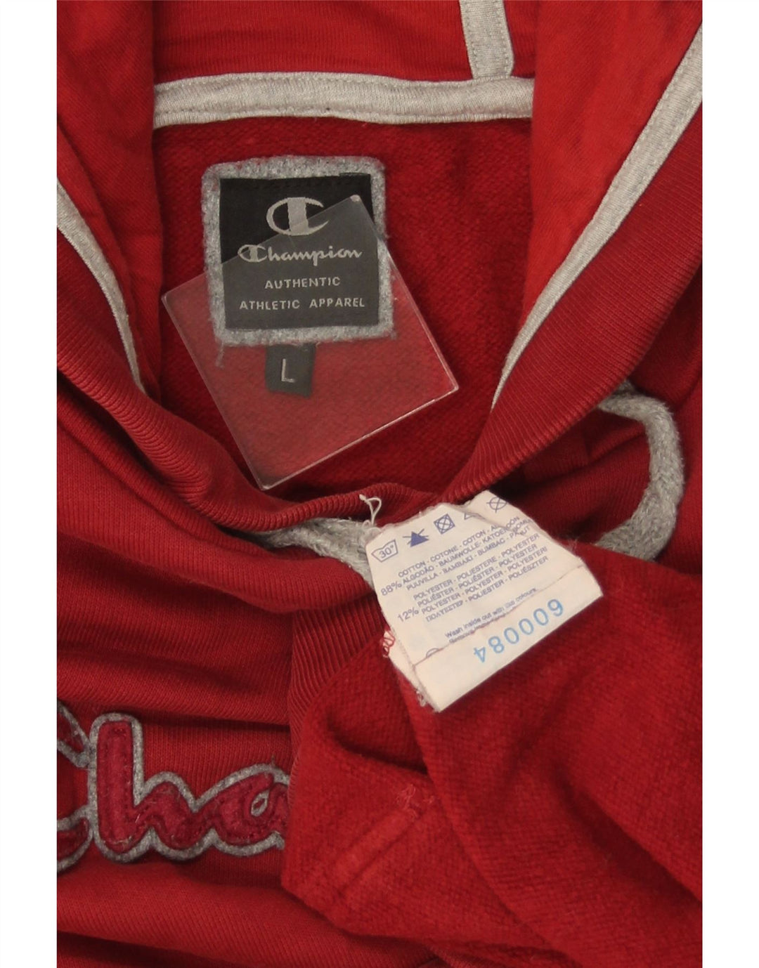 CHAMPION Ανδρικό γραφικό κουκούλα, μεγάλο κόκκινο βαμβακερό