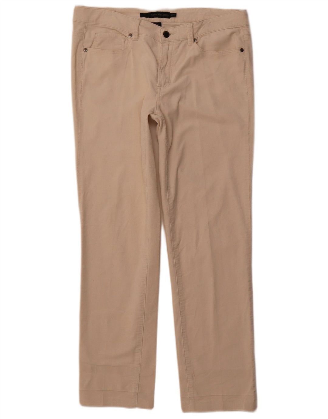 CALVIN KLEIN Γυναικείο Skinny Παντελόνι Κοτλέ US 12 Μεγάλο W31 L28 Μπεζ