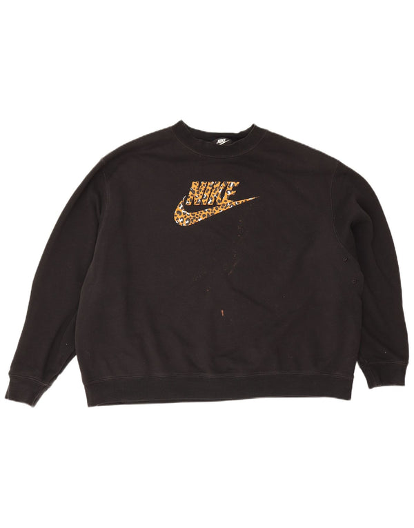 Γυναικείο φούτερ γραφικών υπερμεγέθων Nike Jumper UK 18 XL Μαύρο βαμβακερό