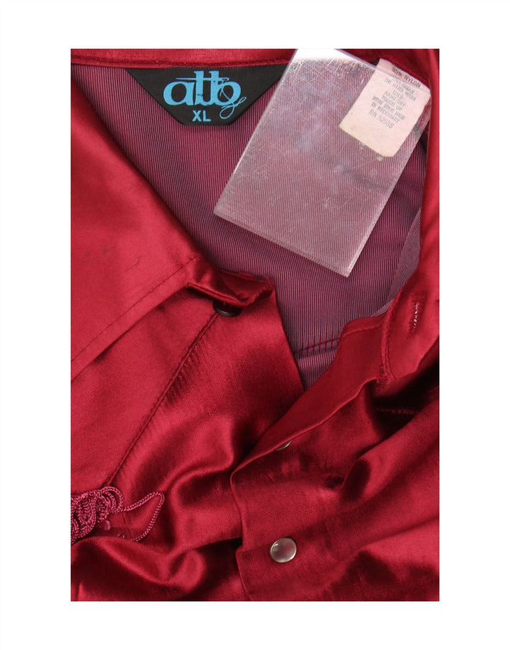 Vintage γυναικείο πουκάμισο μπλούζα UK 18 XL Red Acetate