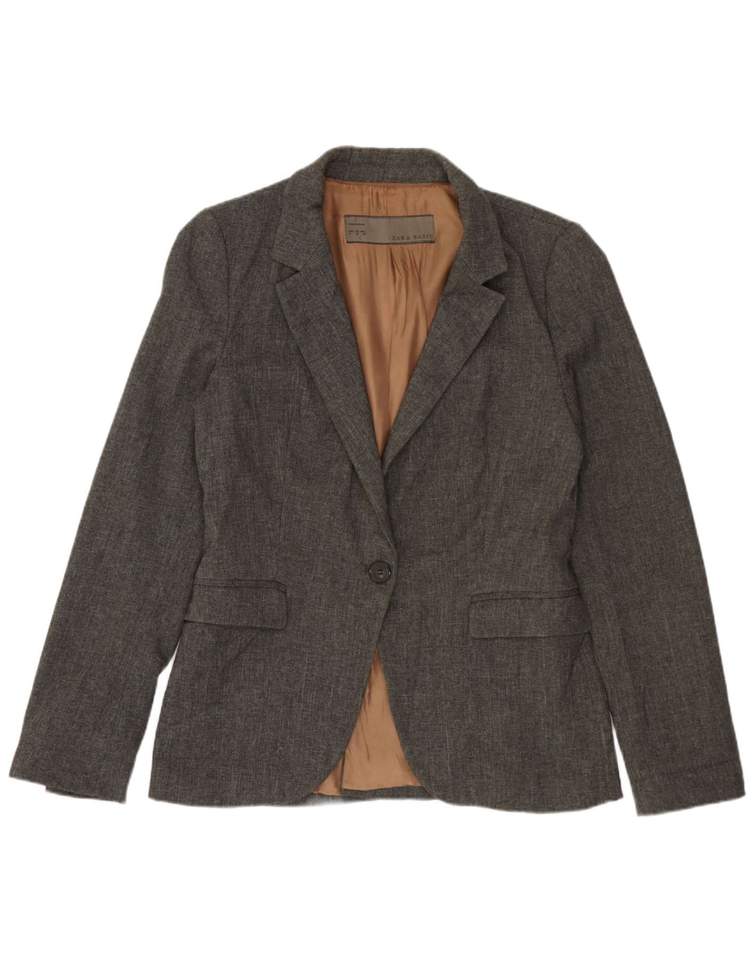 Zara Γυναικείο Μπουφάν 1 Κουμπί Blazer UK 12 Medium Grey Polyester