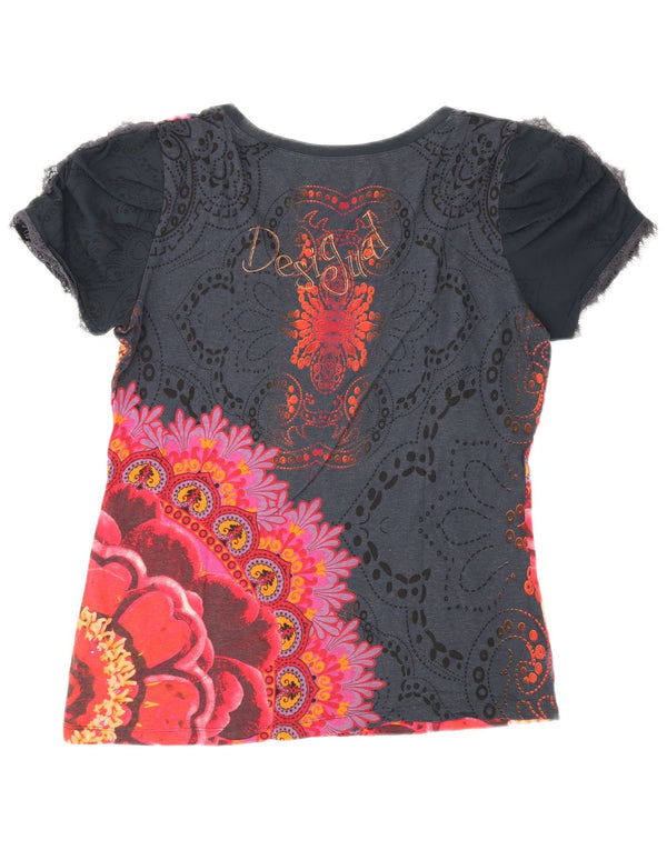 Γυναικείο γραφικό μπλουζάκι Desigual Rainbow Top UK 18 XL Navy Blue Floral