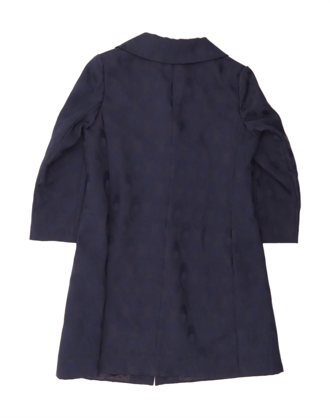 VINTAGE Womens Abstract Pattern Overcoat UK 14 Large Navy Blue Vintage Vintage and Second-Hand Vintage from Messina Hembry 