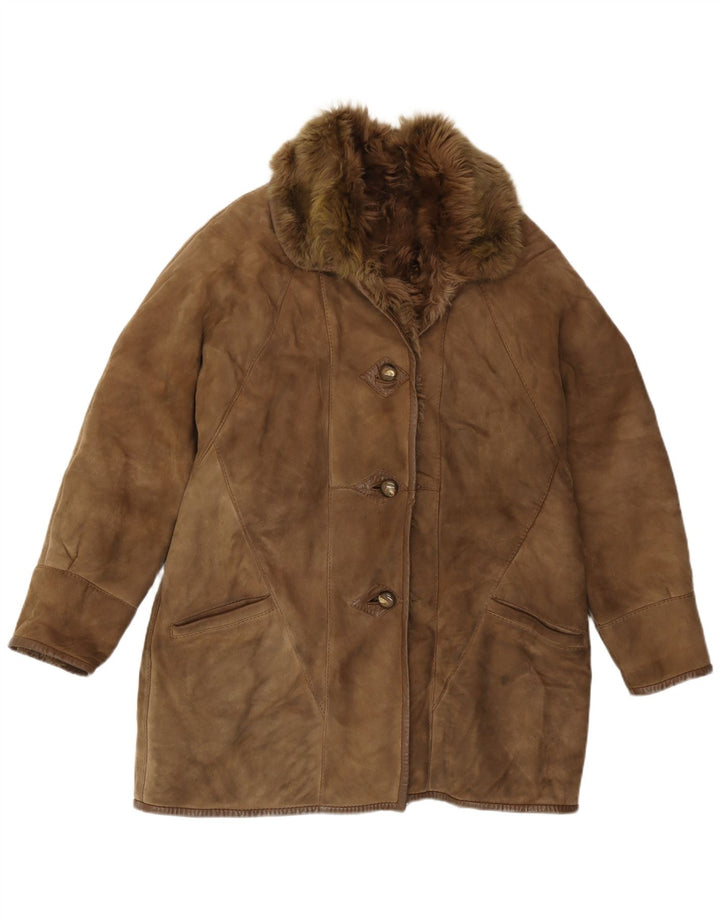 Carla Buti Γυναικείο Shearling Coat UK 12 Medium Brown Shearling