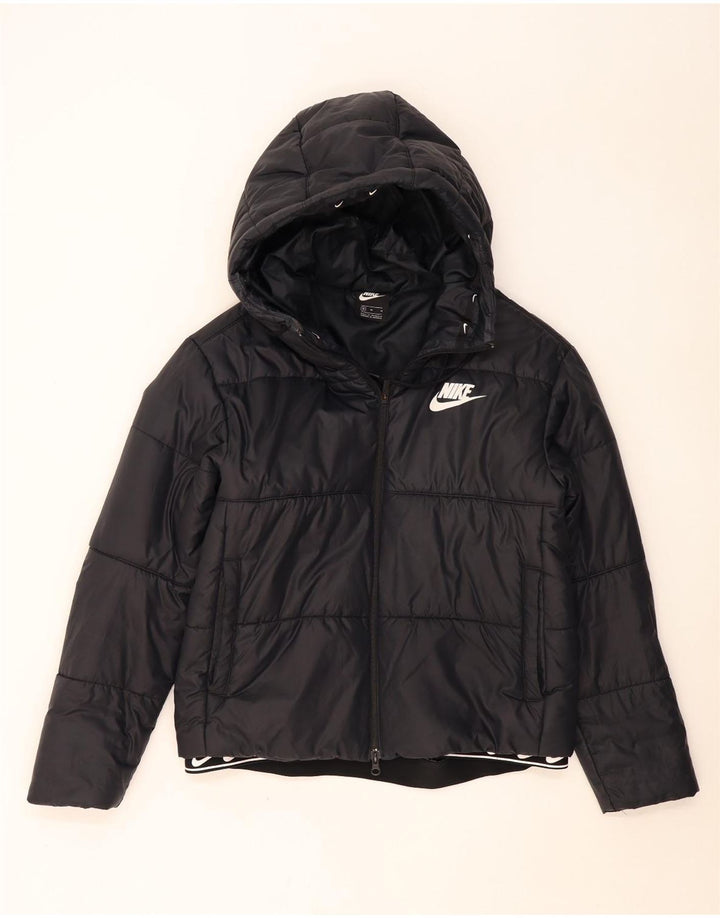 Γυναικείο μπουφάν Nike με κουκούλα με επένδυση UK 14 Μεσαίο μαύρο πολυεστέρα