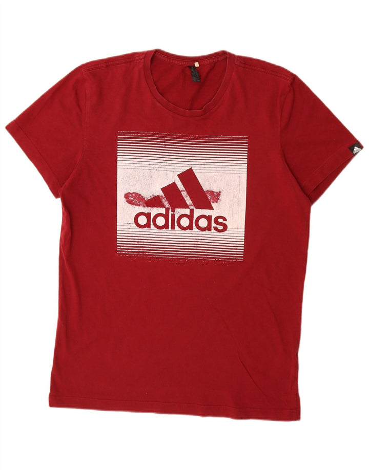 Ανδρικό γραφικό T-Shirt Adidas Top Μεσαίο κόκκινο βαμβακερό