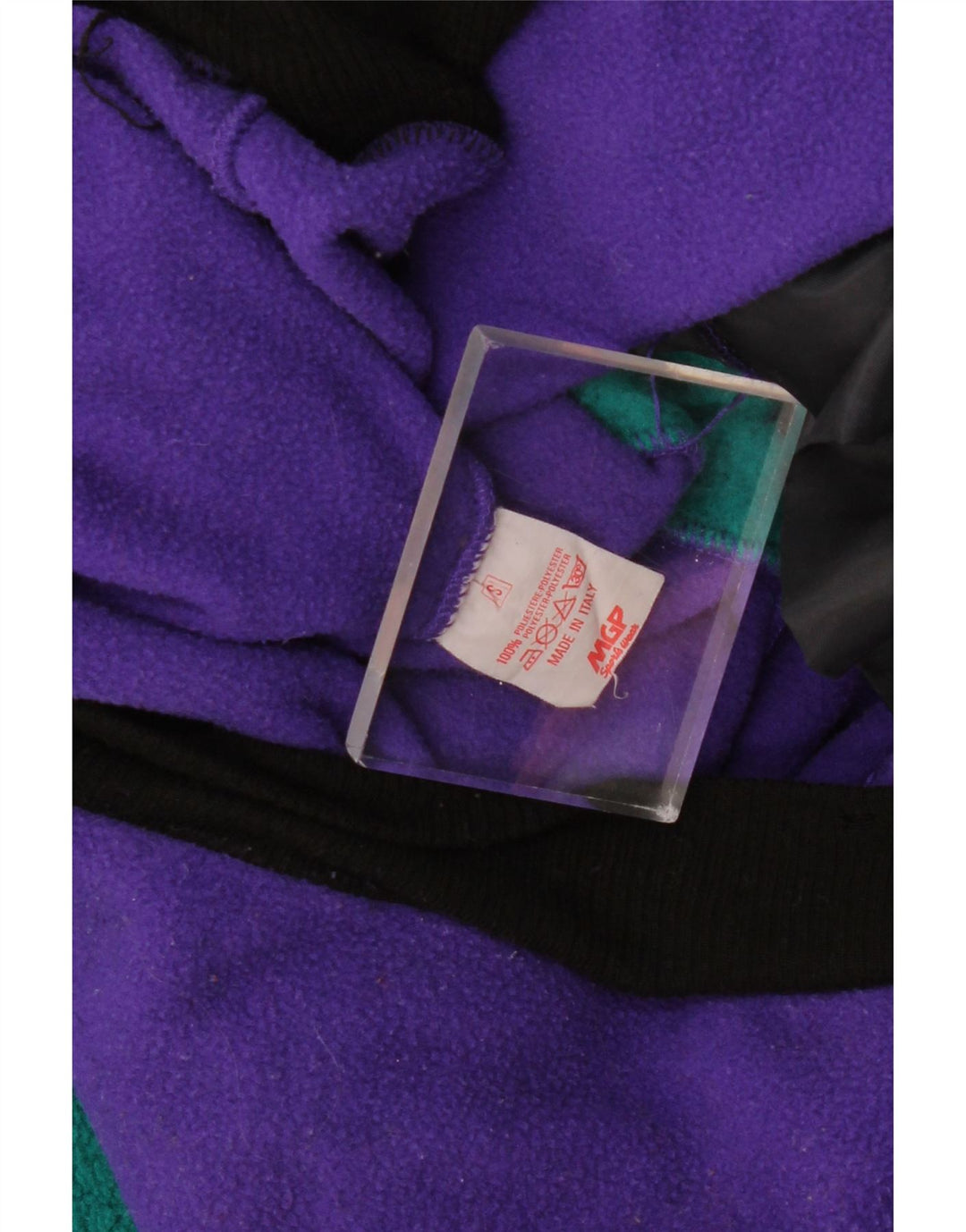 VINTAGE Γυναικείο υπερμεγέθη Fleece Jumper UK 10 Small Purple Colourblock