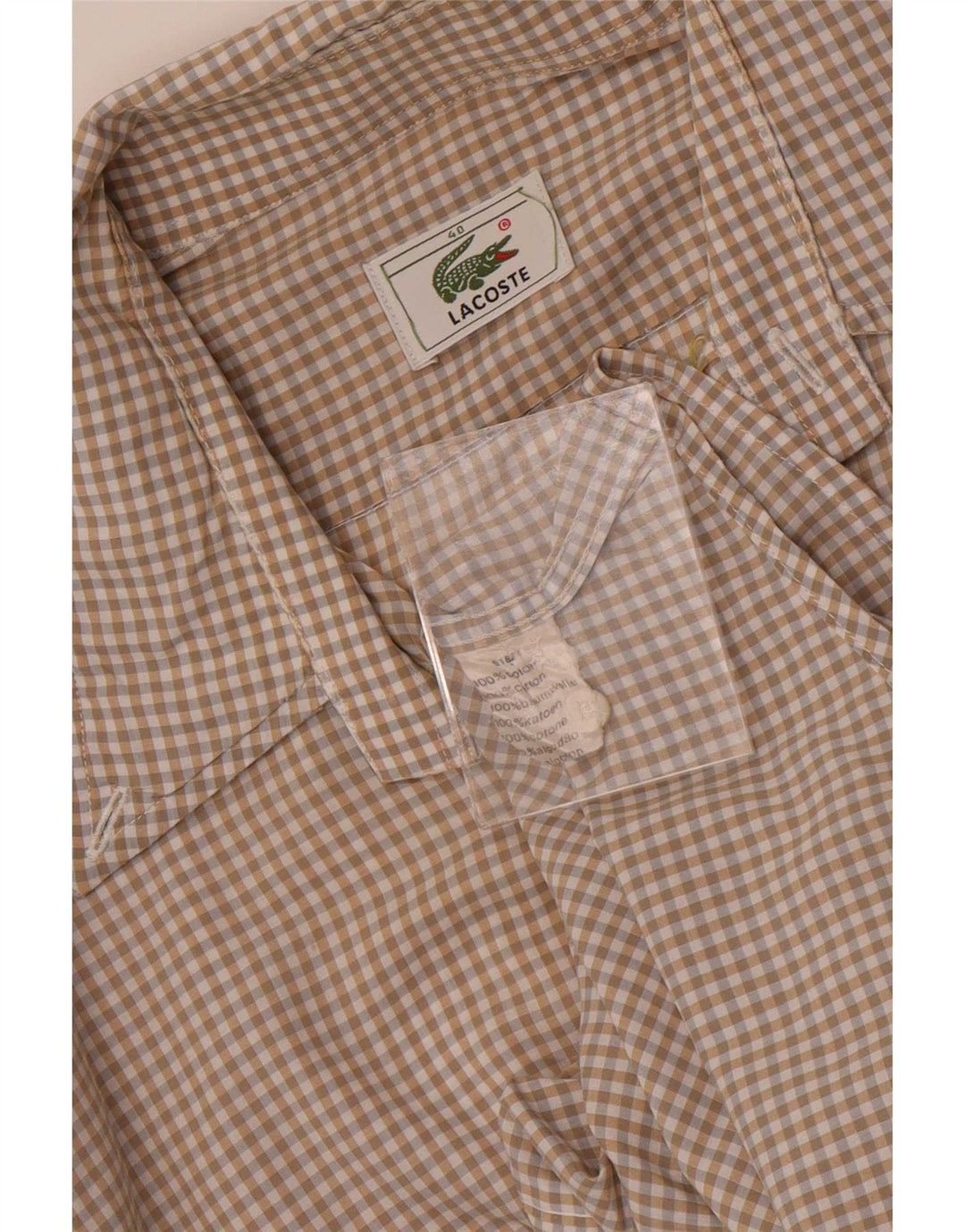 Ανδρικό κοντομάνικο πουκάμισο Lacoste Μέγεθος 40 Medium Beige Check Cotton