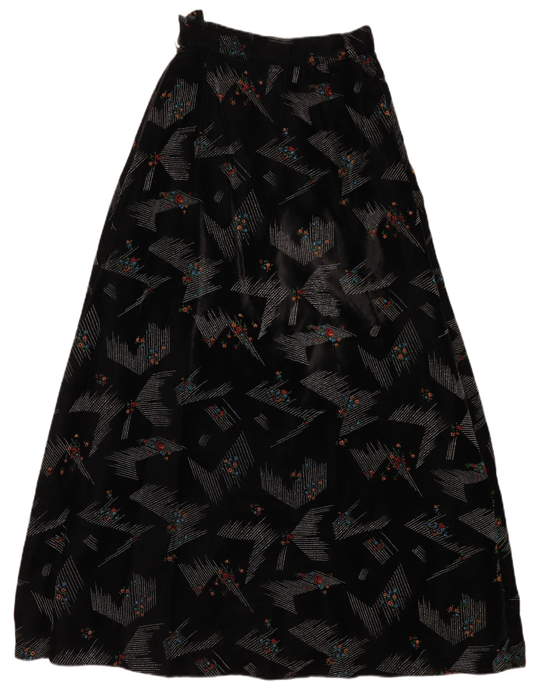 VINTAGE Γυναικεία Maxi Ψηλόμεση Φούστα W24 XS Μαύρη Floral