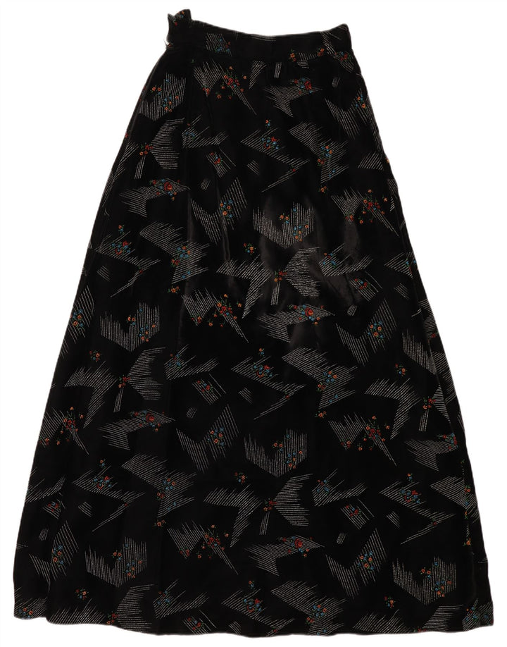 VINTAGE Γυναικεία Maxi Ψηλόμεση Φούστα W24 XS Μαύρη Floral