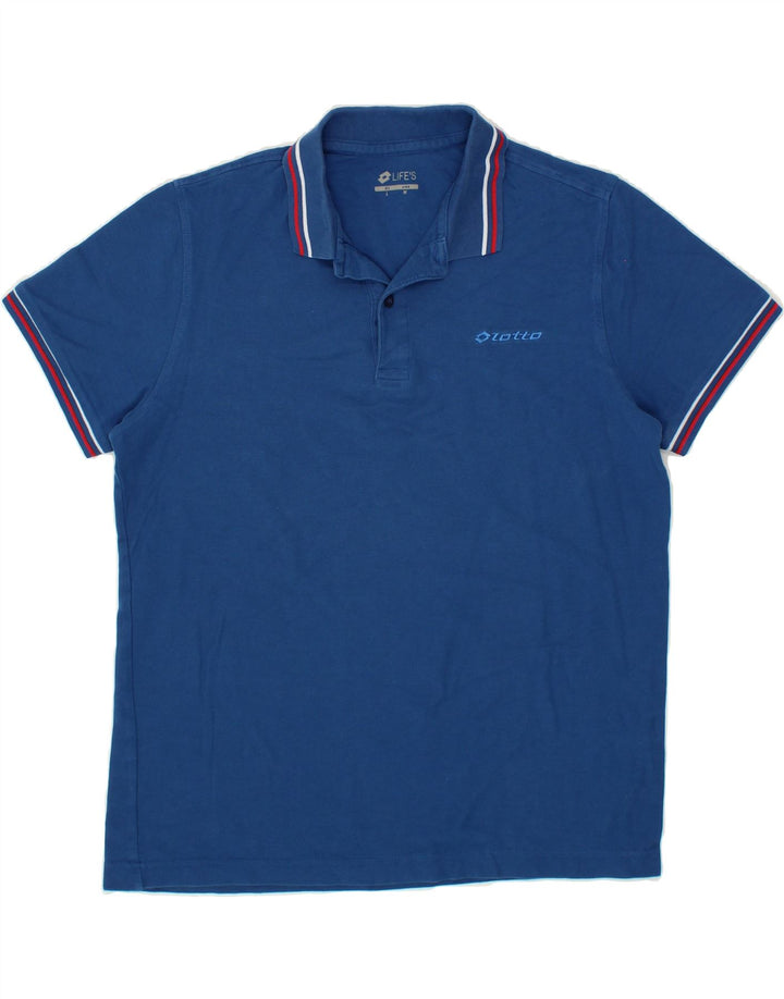 LOTTO Mens Polo Shirt Large Navy Blue Cotton Vintage Lotto and Second-Hand Lotto from Messina Hembry 