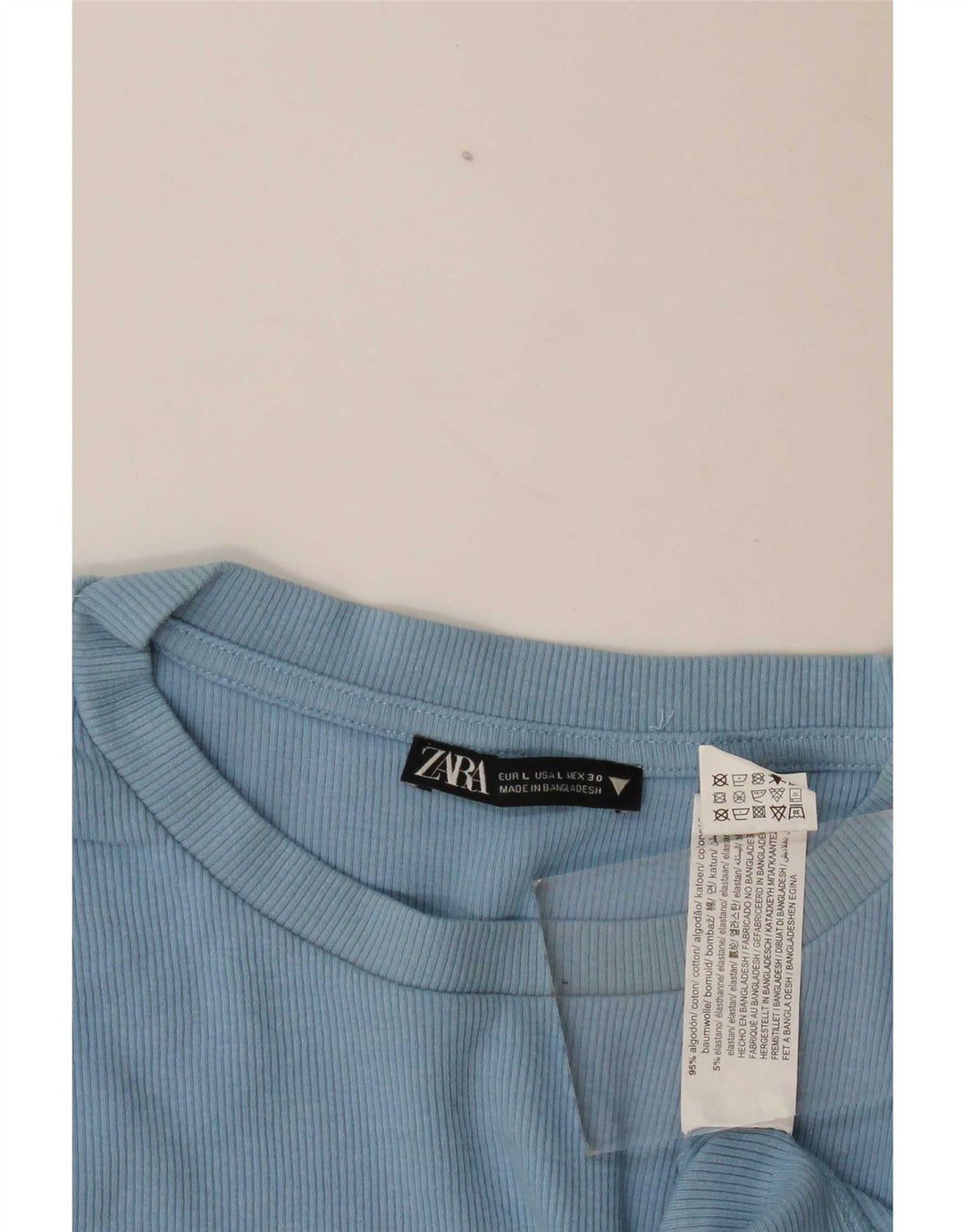 Zara Γυναικεία Μπλούζα Crop Top UK 14 Large Blue Cotton