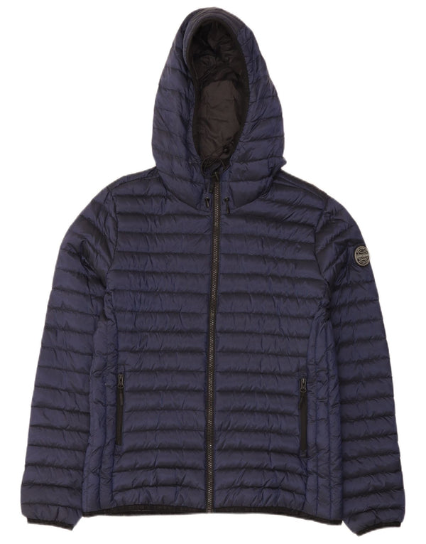 Superdry γυναικείο μπουφάν με κουκούλα UK 16 Large Navy Blue Nylon