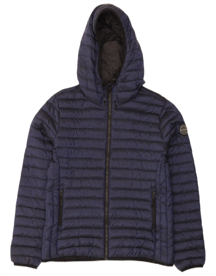 Superdry γυναικείο μπουφάν με κουκούλα UK 16 Large Navy Blue Nylon