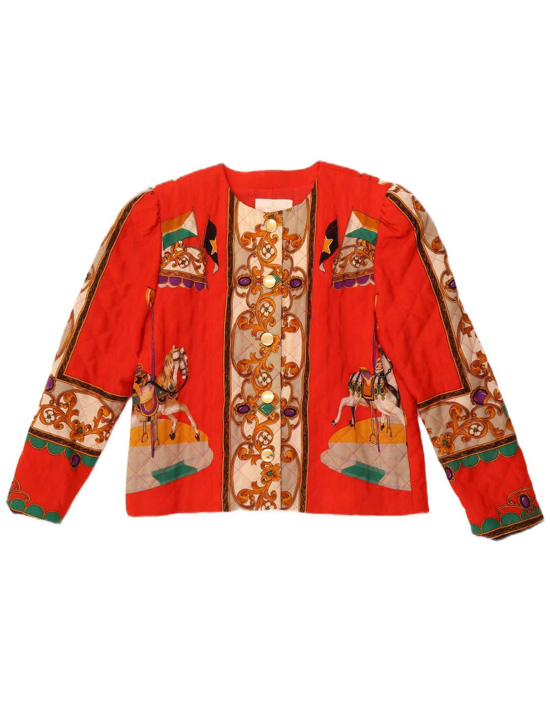 VINTAGE Γυναικείο τζάκετ με 5 κουμπιά γραφικά IT 42 Medium Orange Paisley