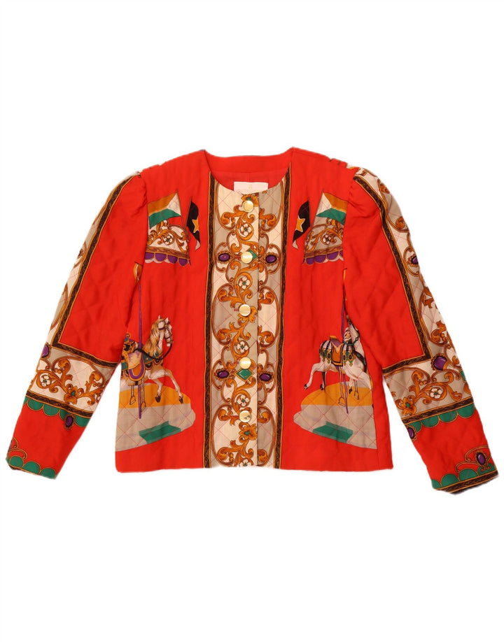 VINTAGE Γυναικείο τζάκετ με 5 κουμπιά γραφικά IT 42 Medium Orange Paisley