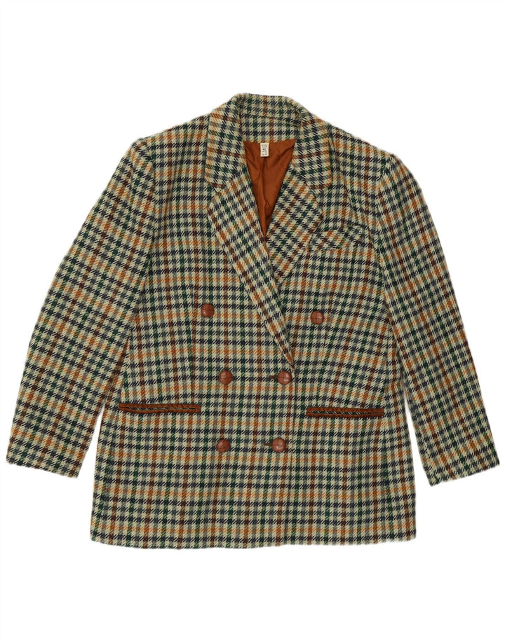 Vintage γυναικείο διπλό μπουφάν Blazer UK 16 Large Green Houndstooth