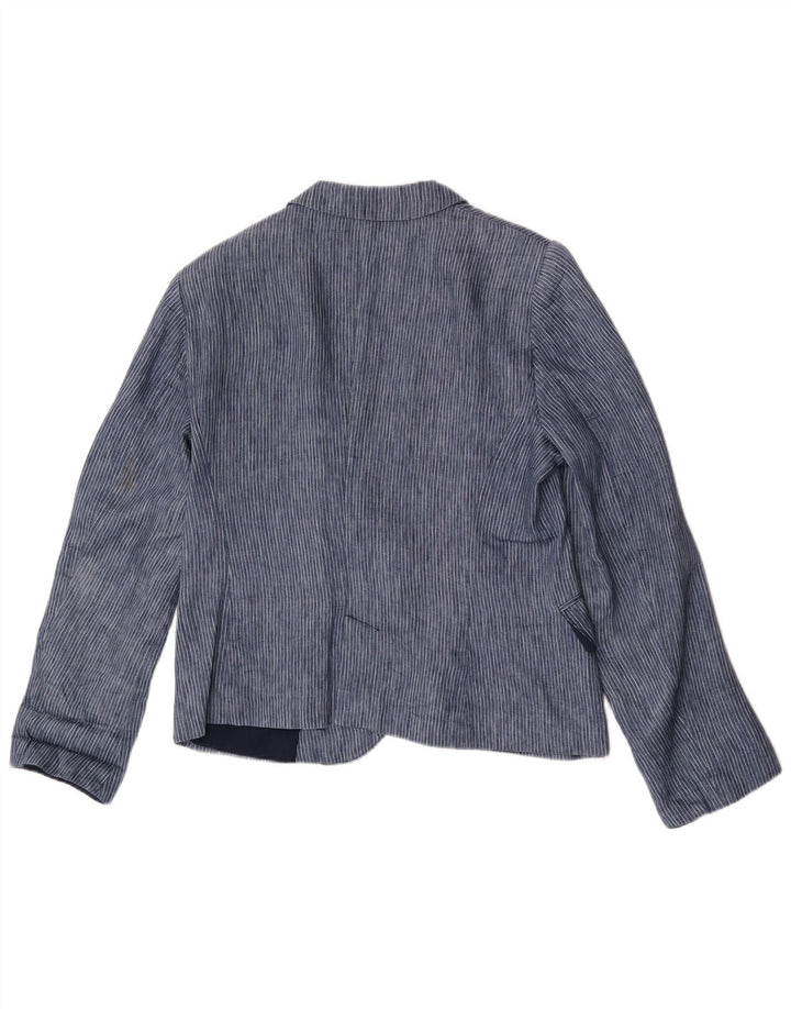 Zara Γυναικείο σακάκι 1 κουμπιού blazer UK 18 XL Blue Pinstripe Polyester
