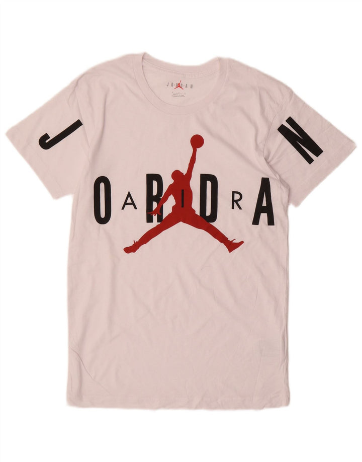 JORDAN Mens Graphic T-Shirt Top Small White Cotton