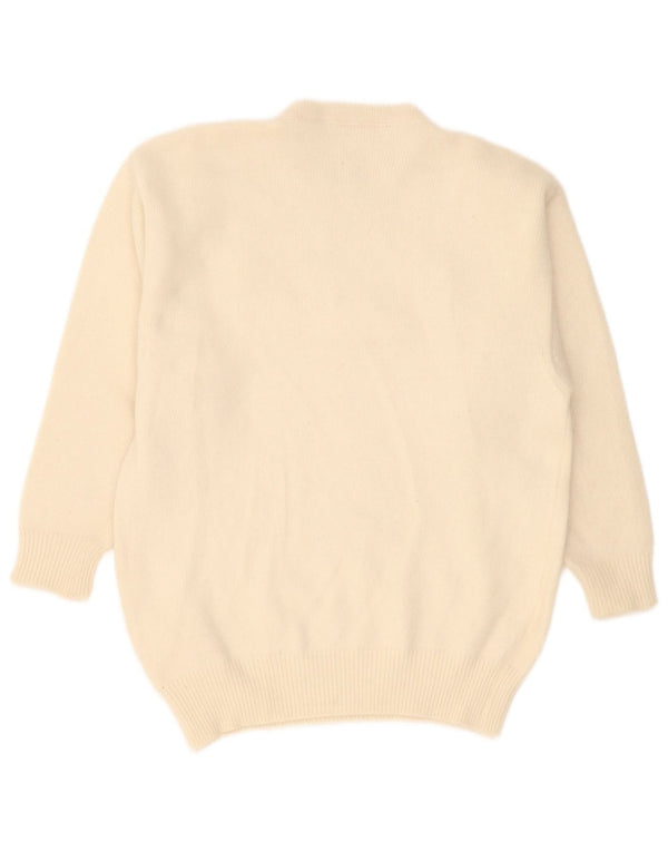 Vintage γυναικείο πουλόβερ με λαιμόκοψη UK 16 Large Off White Paisley Wool