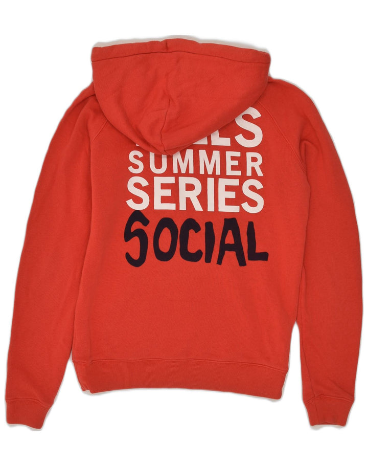 JACK WILLS Womens Graphic Hoodie Jumper UK 10 Small Red Cotton | Vintage Jack Wills | Thrift | Second-Hand Jack Wills | Used Clothing | Messina Hembry 