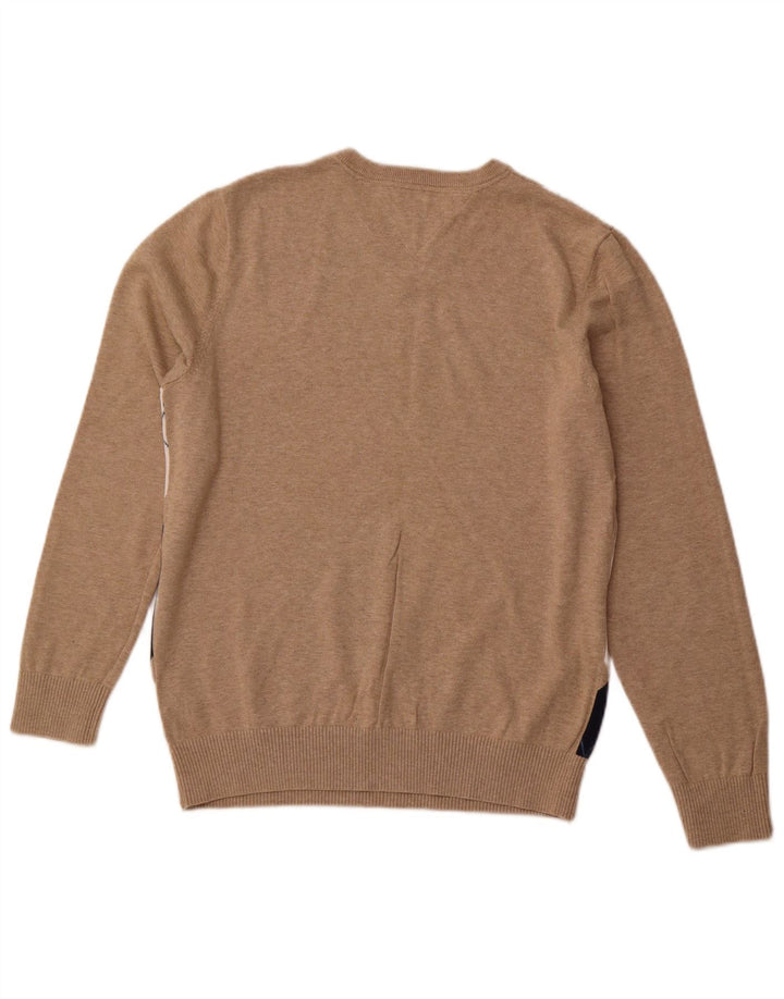 TOMMY HILFIGER Ανδρικό πουλόβερ πουλόβερ με λαιμόκοψη σε μεσαίο μπεζ Argyle/Διαμάντι