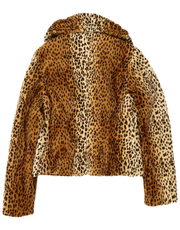 Vintage γυναικείο μπουφάν με ψεύτικη γούνα EU 38 Medium καφέ Animal Print Polyester