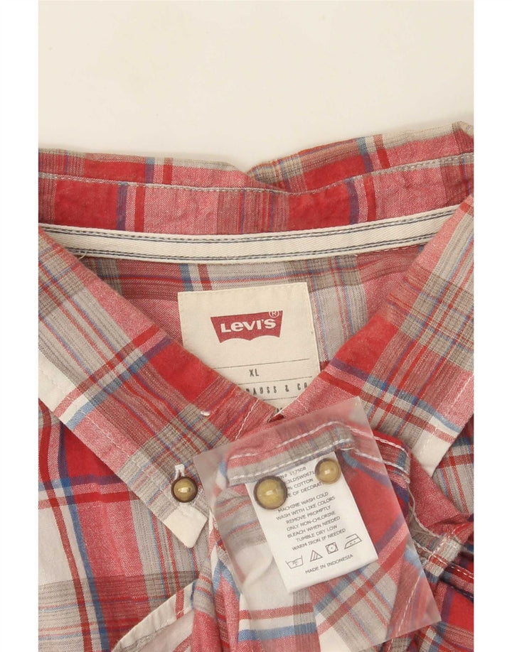 Ανδρικό κοντομάνικο πουκάμισο Levi's XL Red Check Cotton