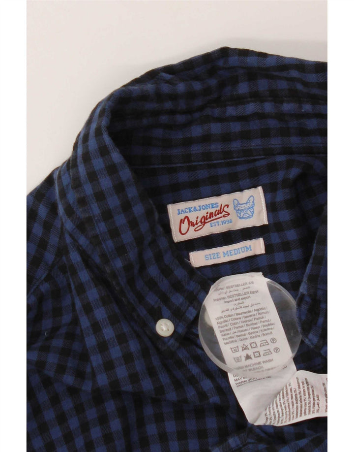 Ανδρικό πουκάμισο Jack & Jones από βαμβακερό μεσαίο μπλε ναυτικό Gingham