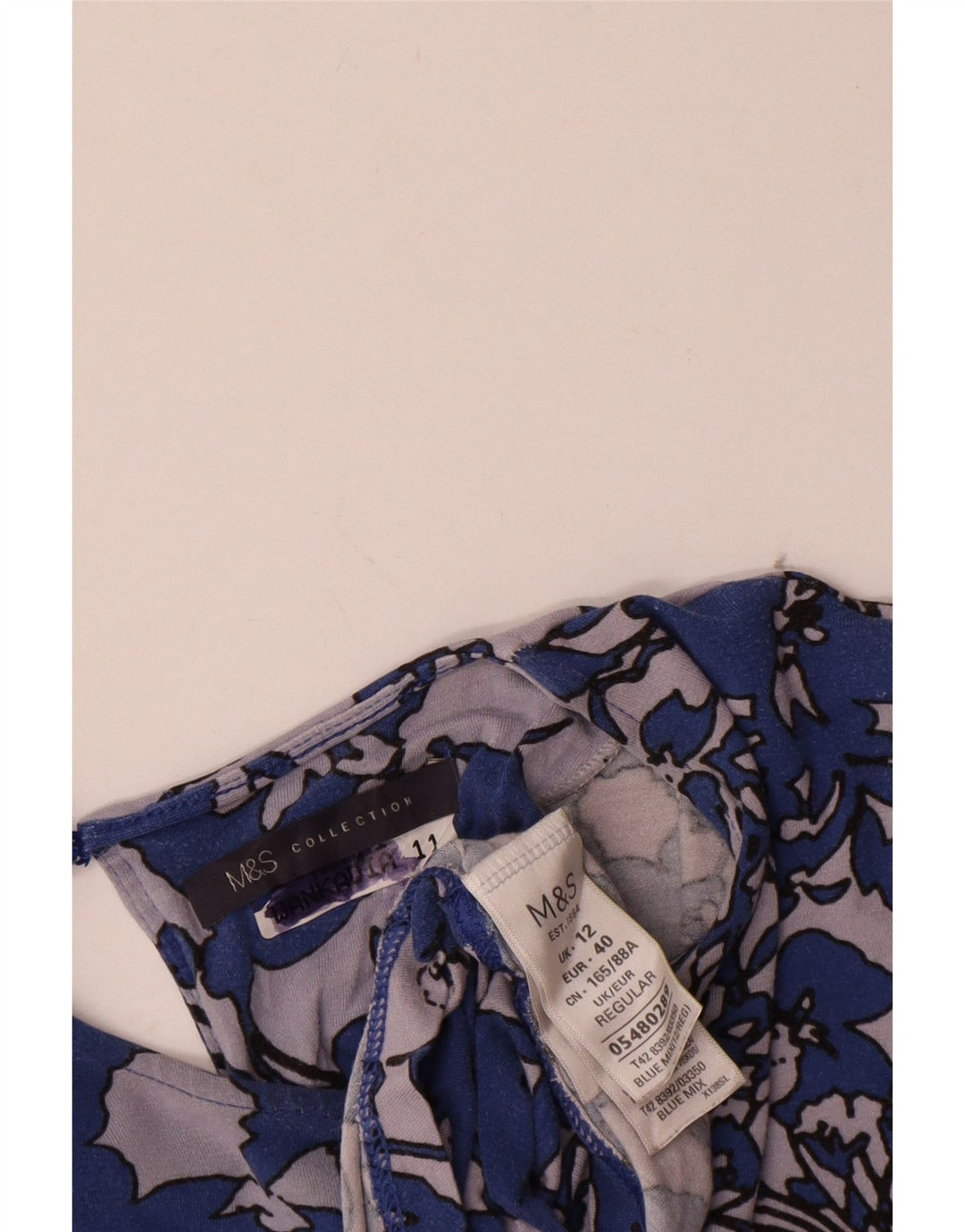 Marks & Spencer Γυναικείο φόρεμα 3/4 μανίκι Shift UK 12 Medium Blue Floral