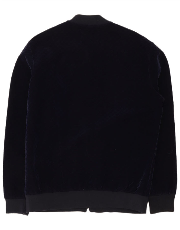 Zara Ανδρικό Velor Bomber Jacket UK 40 Large Navy Blue Polyester