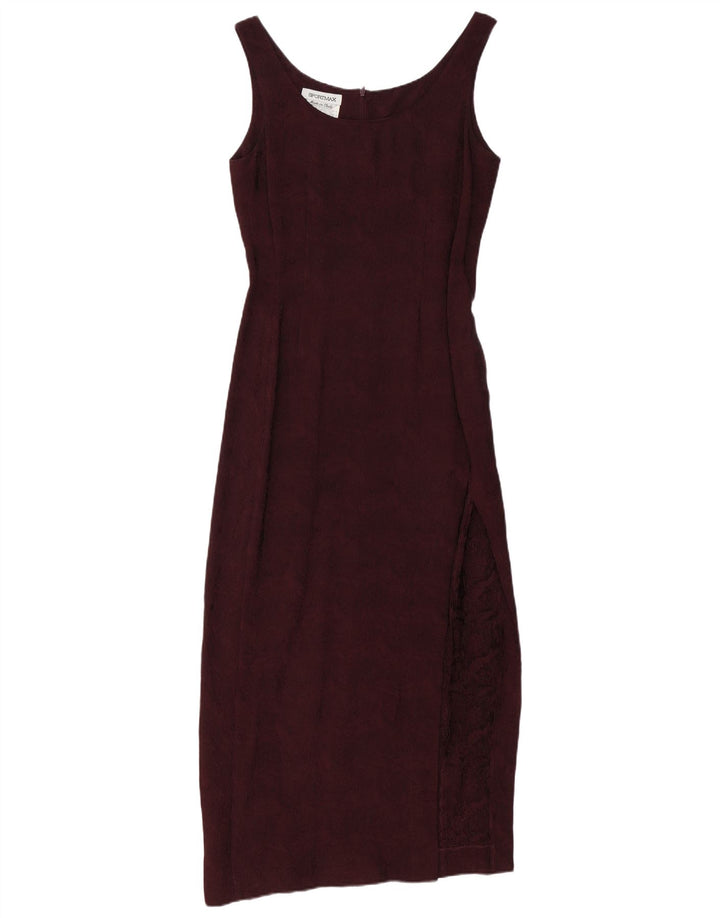 SPORTMAX Γυναικείο Αμάνικο Bodycon Φόρεμα UK 10 Small Burgundy Floral
