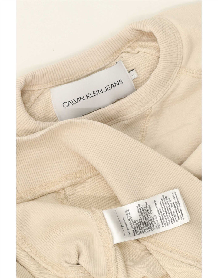 Calvin Klein Jeans Ανδρικό Φούτερ Jumper Μικρό Μπεζ Βαμβακερό