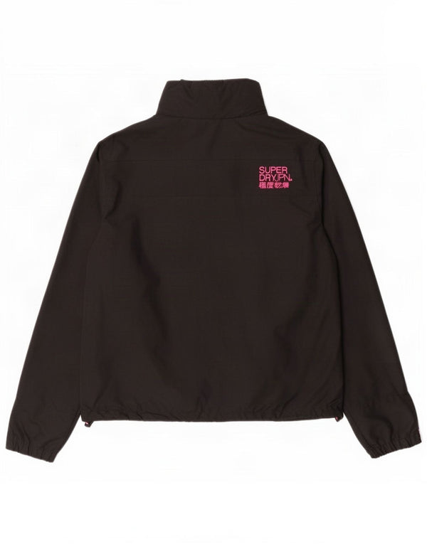 Superdry Womens The Windcheater Rain Jacket UK 18 XL Μαύρο νάιλον