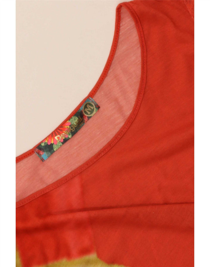 Γυναικείο γραφικό μπλουζάκι Desigual Top UK 14 Medium Red Geometric