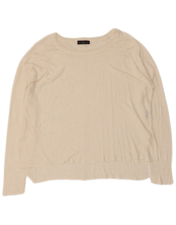 Zara Γυναικείο πουλόβερ με λαιμόκοψη UK 16 Large Beige