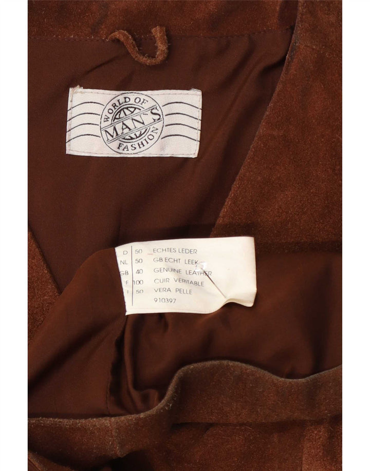 Vintage Ανδρικό Suede Γιλέκο UK 40 Δερμάτινο Μεσαίο Καφέ