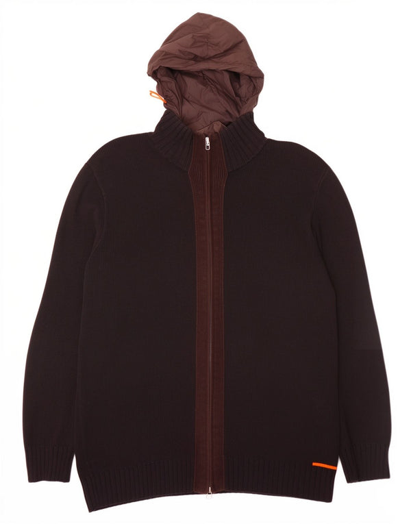 Ανδρικό πουλόβερ ζακέτα με κουκούλα Hugo Boss 2XL καφέ βαμβακερό