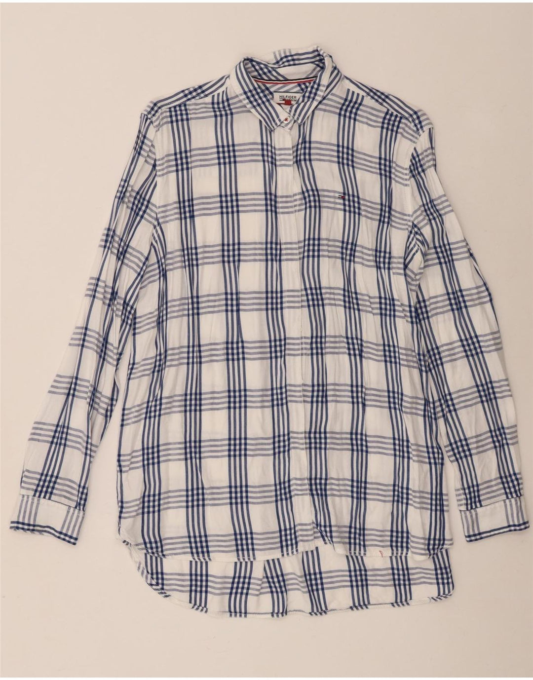 Tommy Hilfiger Γυναικείο πουκάμισο Oversized UK 18 XL Λευκό Viscose Check