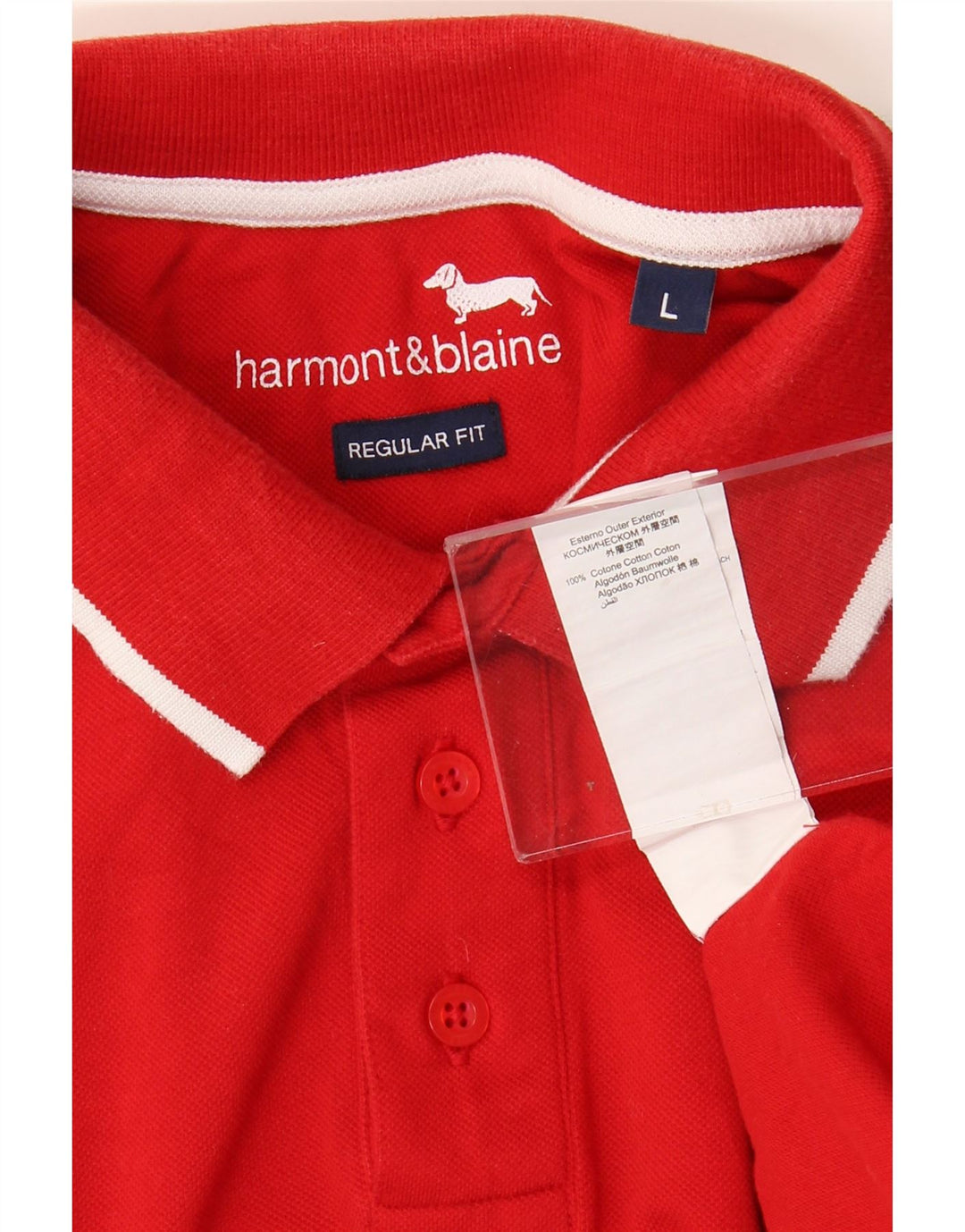 HARMONT & BLAINE Ανδρικό πουκάμισο πόλο με κανονική εφαρμογή, μεγάλο κόκκινο βαμβακερό