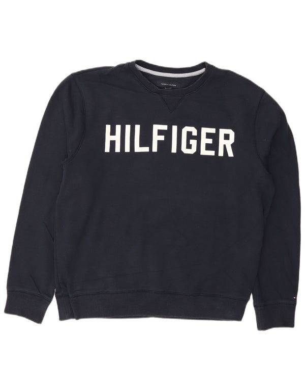 Γραφικό ανδρικό φούτερ Tommy Hilfiger Jumper Large Navy Blue από βαμβάκι