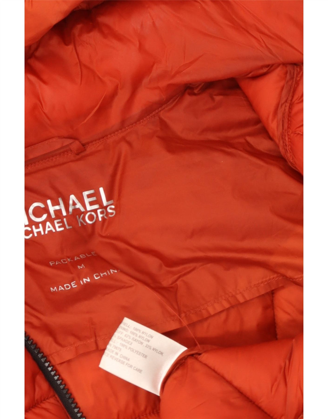 MICHAEL KORS Γυναικείο παλτό με κουκούλα με επένδυση UK 14 Medium Orange Nylon