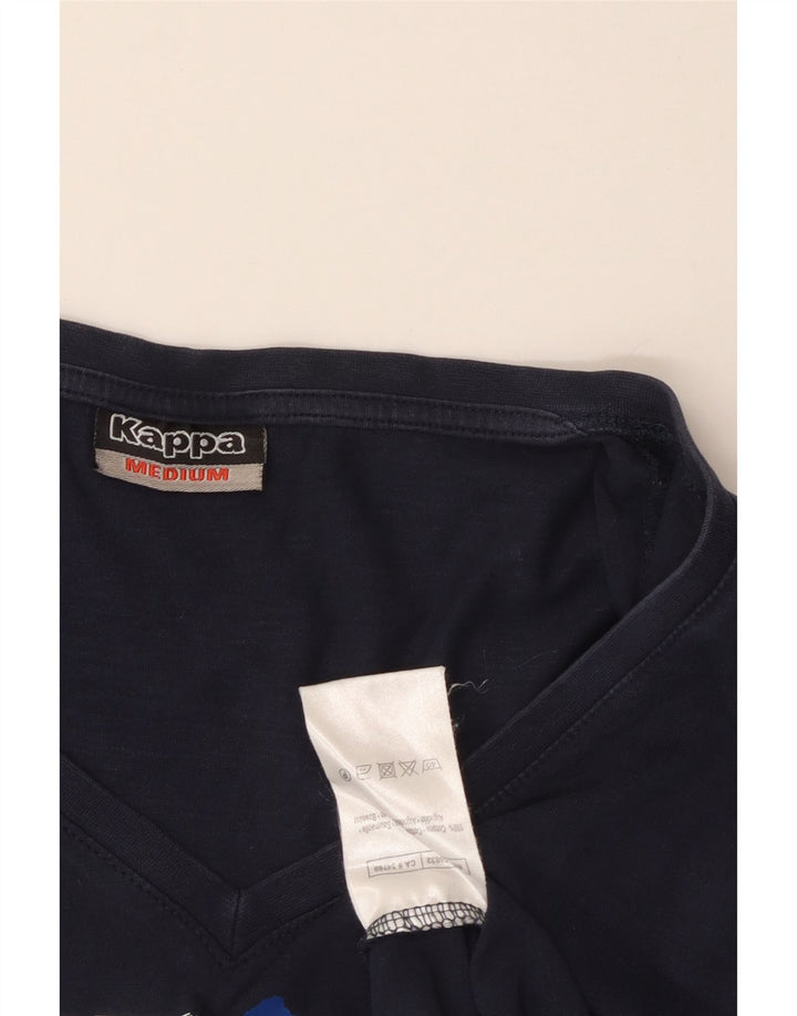 Γυναικείο T-Shirt KAPPA Top UK 12 Medium Navy Blue από βαμβάκι
